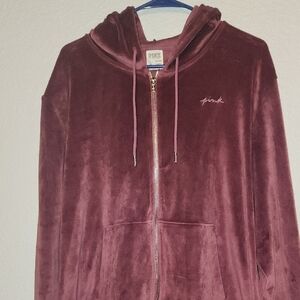 PINK Victoria's Secret Burgundy Velvet Hoodie